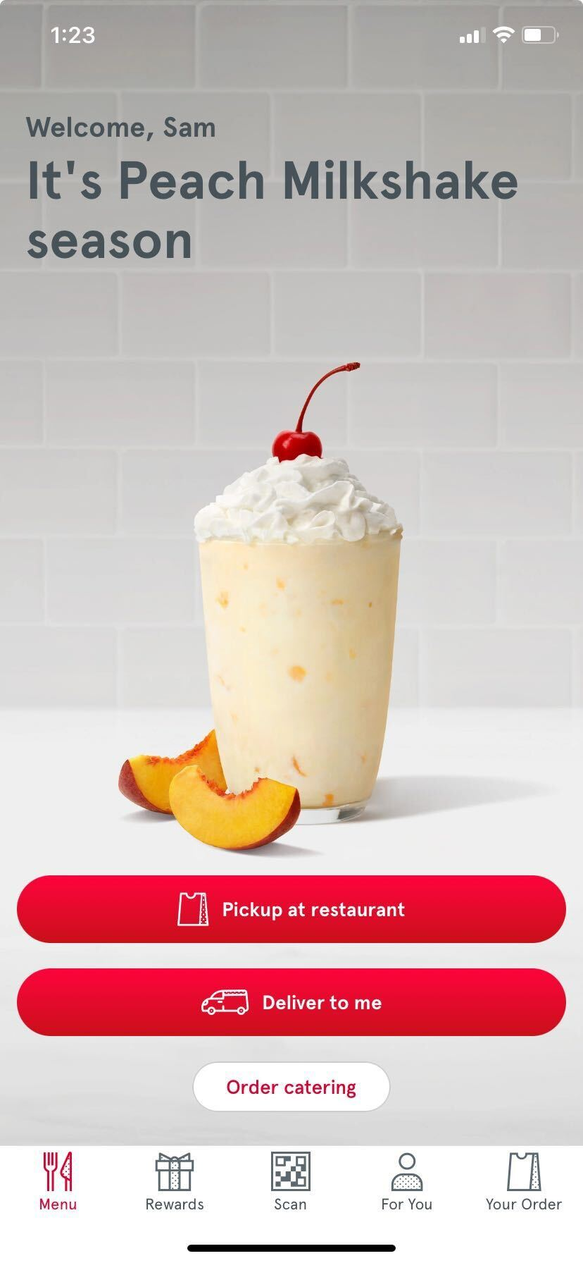 In-app ad for chick fil a