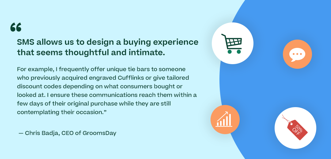 attractive graphic showcasing the quote above, crediting the quote to Chris Badja, CEO of GroomsDay