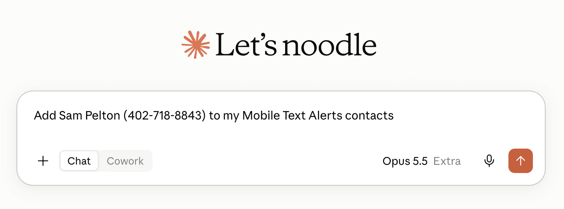 Screenshot of adding a contact to Mobile Text Alerts via Claude