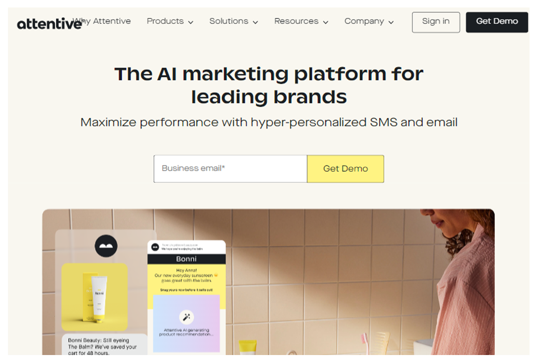 Attentive home page