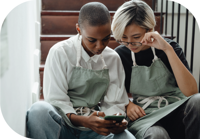 Business employees use SMS opt in on their mobile device