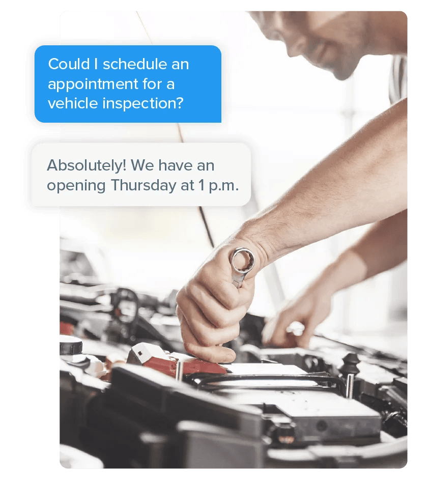 Text message example for mechanic shop