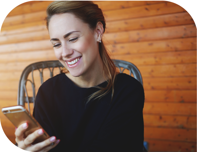 Business woman using phone for text repeaters