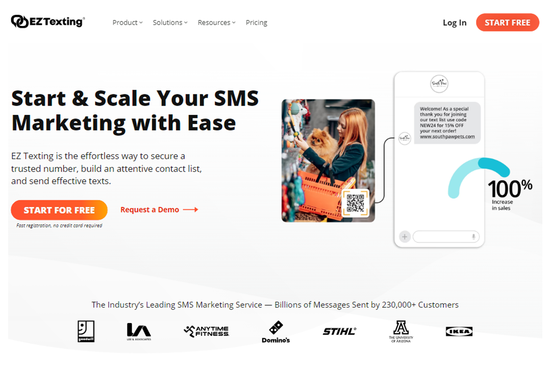 EZTexting home page